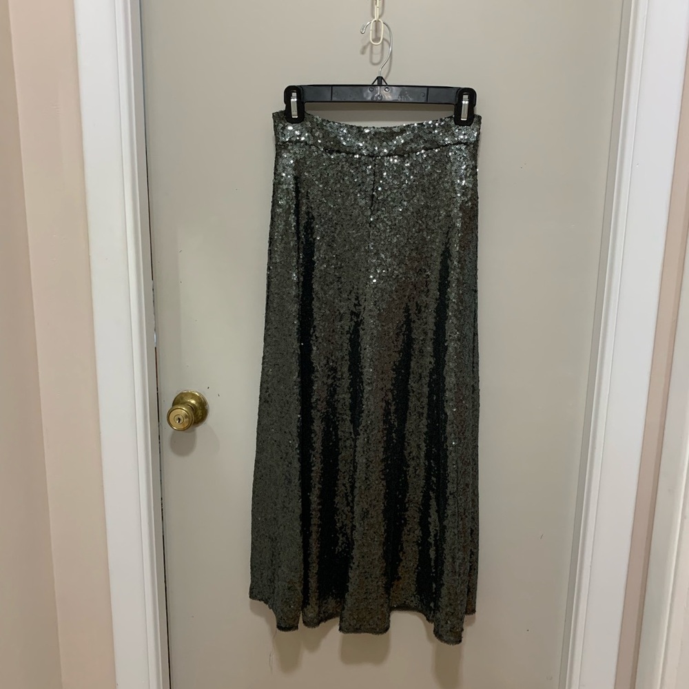 Zara Silver Sequin Midi Skirt